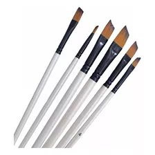 Set 6 Pinceles Biselados Para Pintar Óleo Acuarela Acrílico