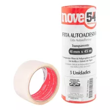 Fita Adesiva Transparente 48mm X 45m Nove54 - Kit 5 Unidades