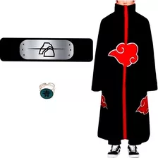 Manto Akatsuki Cosplay Com Bandana Do Deidara E Anel