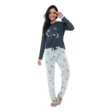 Pijama Adulto Homewear Manga Longa Com Calça Comprida Menina