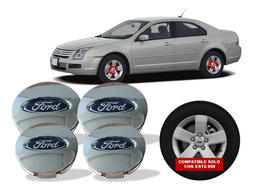 Kit De Centros De Rin Ford Fusion 2006-2009 Cromado Foto 2