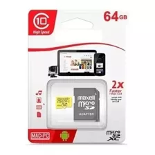 Memoria Micro Sd 64 Gb Maxell Clase 10 Incluye Adaptador Sd