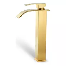 Llave Monomando Alta Vanitorio Gold Cascada Horizontal Fk