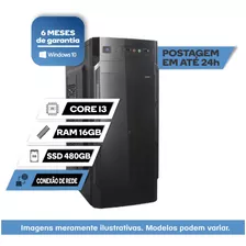 Cpu Montado Core I3 16gb Ram Ddr3 Ssd 480gb Windows 10 Pro!