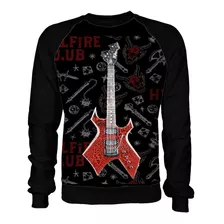 Blusa Moletom Flanelado Guitar Stranger Things 4