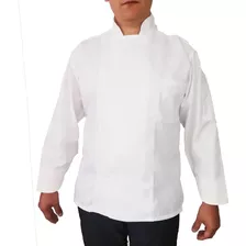 Filipina De Chef Negra Gabardina 100% Algodón Manga 3/4