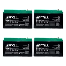 Kit 4 Bateria Nicoll 12v 15ah 6-dzm-15 Ciclo Profundo Bike