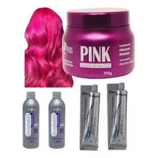  Kit Tinta De Cabelo Profission 2 Coloração 2 Ox 1 Matiz 250g Tom Pink Rosa