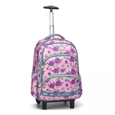 Mochila De 2 Rodinha Carrinho Kika Floral Notebook 