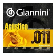 Encordoamento Cordas Violão Aço Acústico 011 Giannini