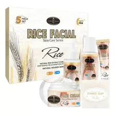 Set Facial De Arroz Jabon Serum Tonico Crema 5 Piezas