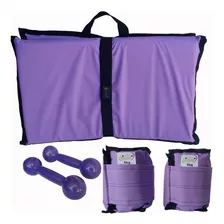 Kit Tornozeleira 5kg + Colchonete + Halteres 3kg Lilás