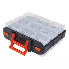 Organizador Plastico Doble Tipo Maleta Tactix 320602 Color Negro/cubierta Transparente/ Mangos Y Cerraduras Naranjas