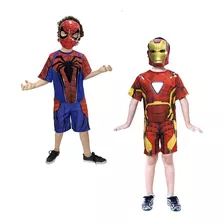 Kit 2 Heróis - Fantasia Homem Aranha E Homem Ferro Infantil