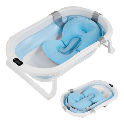 Bañera Bebés Antideslizante Plegable De Termometro Con Cojin