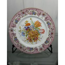 Manyantiques - Plato Porcelana Tsuji Coleccion Flores Oro