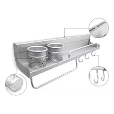 Repisa Organizador De Cocina Aluminio Barral Ganchos New !!