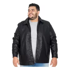 Jaqueta Courino Pu Plus Size Masculina Tradicional Bolsos