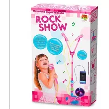 Microfone Infantil Duplo Rock Show Music Mp3 Com Luz