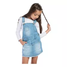 Jardineira Short Saia Mania Kids Jeans Infantil Teen Menina