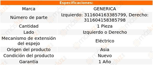 Espejo Izq O Der Elect Para Hyundai Sonata 06/10 Generica Foto 2