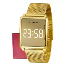 Relógio Lince Feminino Digital Led Dourado Mdg4619l + Kit