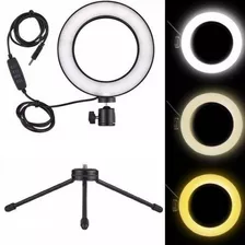  Luz Anel De Led 16cm Iluminação Ajustável + Tripé 