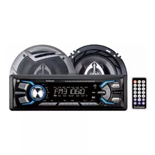 Combo Radio Carro Bluetooth Panel Desmontable + Parlantes 6'