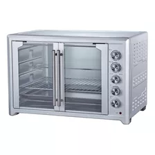 Horno Eléctrico Alpaca 100l 2800w Doble Puerta Espiedo Conve Color Plateado