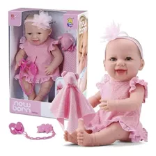 Boneca Bebê Abre E Fecha Os Olhos Com Mamadeira Acessórios 