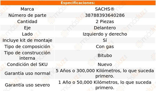 Set 2 Amortiguadores Del Sachs C320 Awd,rwd V6 3.2l 01 Al 05 Foto 2