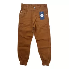 Calça Jogger Caramelo Infantil Com Bolsos Laterais 4 6 8