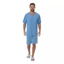 Pijama Masculino Modelo Clássico Americano Com Botões