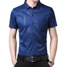 Camisa De Verano Para Hombre De Manga Corta Seda Hielo Casua