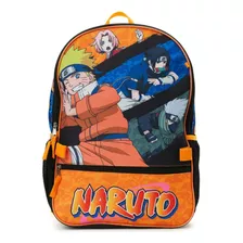 Mochila Escolar Naruto - Set 4 Piezas Porta Laptop 43 Cm Color Negro/naranja