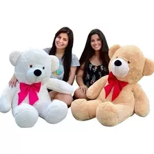 Urso Teddy Gigante Pelúcia Com Laço 1,10m Cores Antialérgico Cor Baunilha/pink