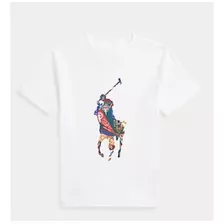 Camiseta Infantil Branca Básica Ralph Lauren Cavalo Ralph 