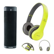 Combo Parlante Bluetooth Y Auriculares Bluetooth P47 Verde