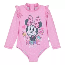 Traje De Baño Bebe Niña Entero Uv50+ Disney Minnie Rosado M/