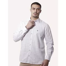 Camisa Dudalina Slim Superfine Cotton Xadrez Grid Branca