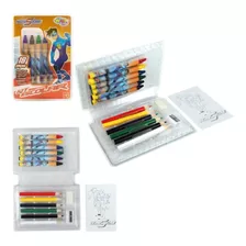 Estojo Kit Escolar Colorir Infantil Pintura 18 Peças Heróí