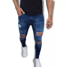 Calça Destroyed Jeans Linha Premium Masculina Skinny Rasgada