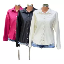 Jaqueta Feminina Camisa Oversized Courino Blusão Couro Fake