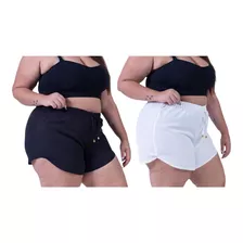 Shorts Plus Size Femininos Praia Piscina Caminhada Kit 2 Un