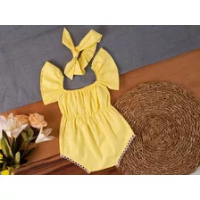 Conjunto Body Bebê Menina Infantil Faixa 100% Algodão