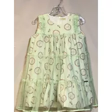 Vestido Niña Tul Verde Aqua, Sin Manga, Marca Quinper