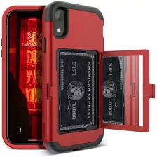 Funda Para iPhone XR, Rojo/resistente/tarjetero