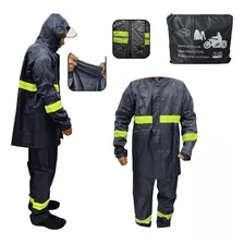 Conjunto Capa Chuva Moto Emborrachada Impermíavel Com Capuz