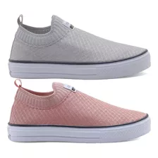 Kit 2 Pares Tênis Feminino Meia Caminhada Casual 