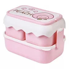 Lancheira Porta Alimento Marmita Infantil Rosa 3 Potes